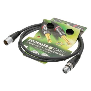 SOMMER CABLE Mikrofonkabel SC-Carbokab 225, 2 x 0,25 mm² | XLR / XLR, NEUTRIK 3,00m | schwarz | schwarz