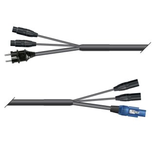 SOMMER CABLE AES / EBU, DMX & Power Looms 2x XLR 3-pol female NEUTRIK | Schuko-Stecker | 2x XLR 3-pol male NEUTRIK | Powercon blau | Monolith 2,5mm² | 10,00m